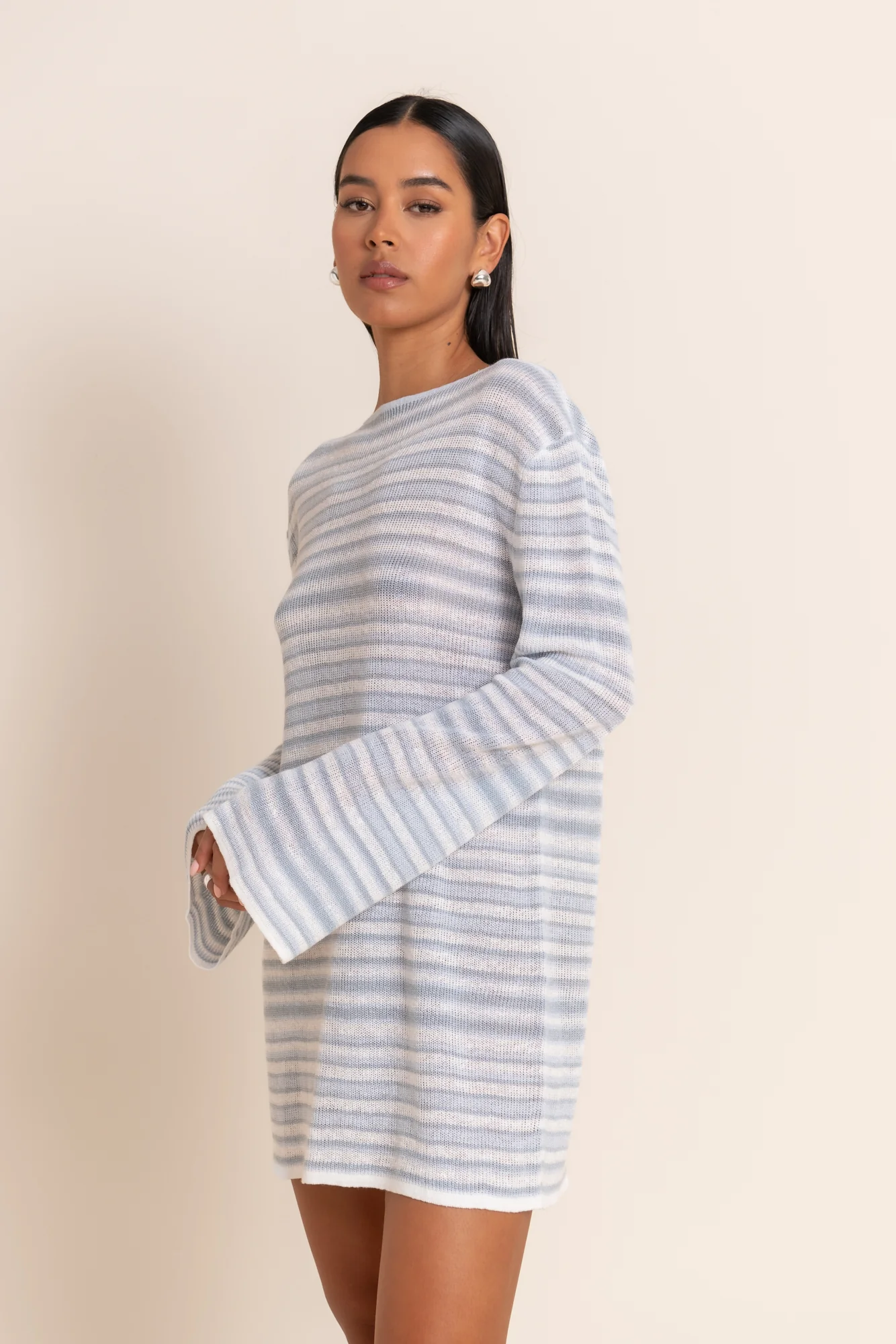 AURA MINI DRESS - AZURE STRIPE - Image 5