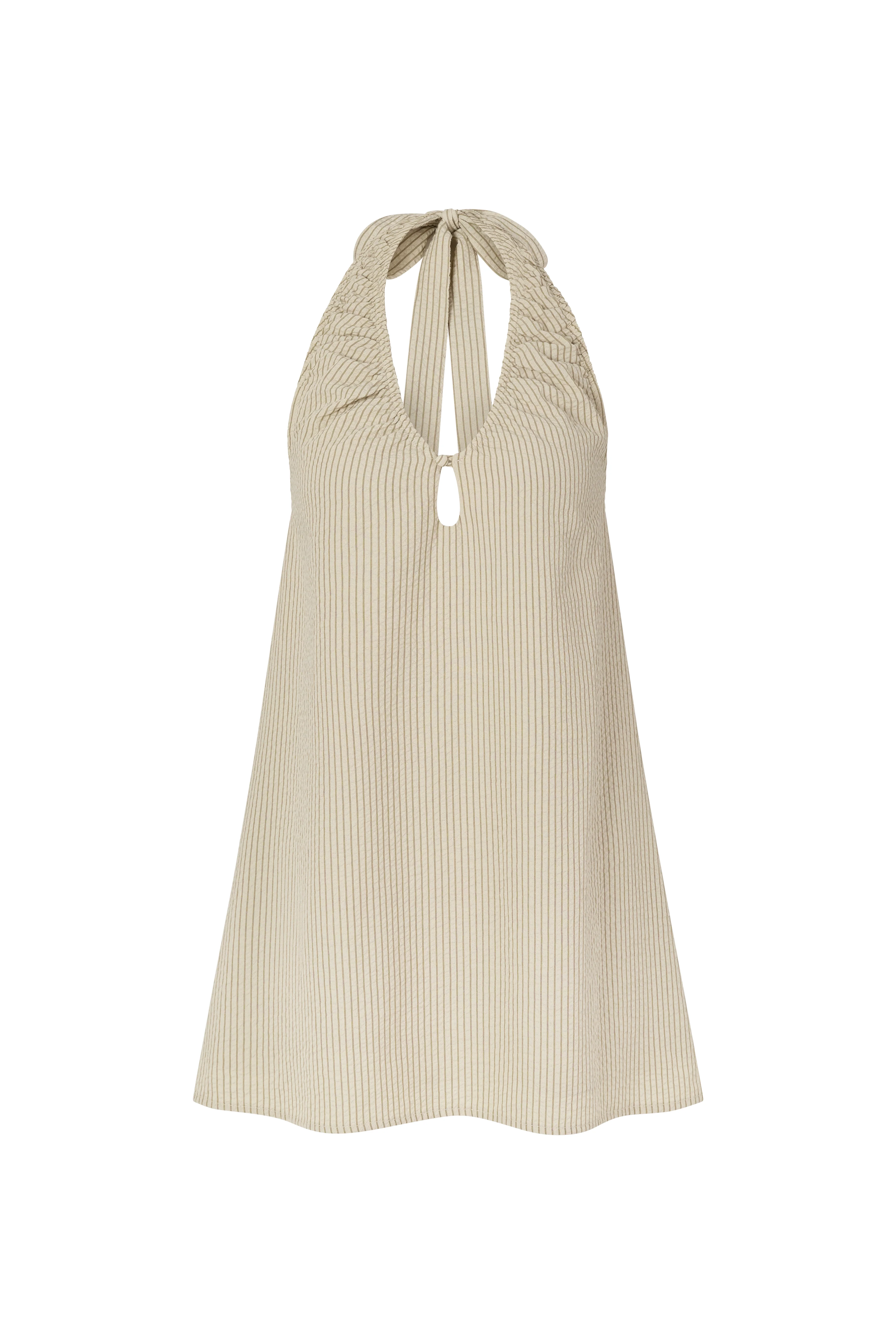 SIDNEY HALTER MINI DRESS - CARAMEL STRIPE - Image 3